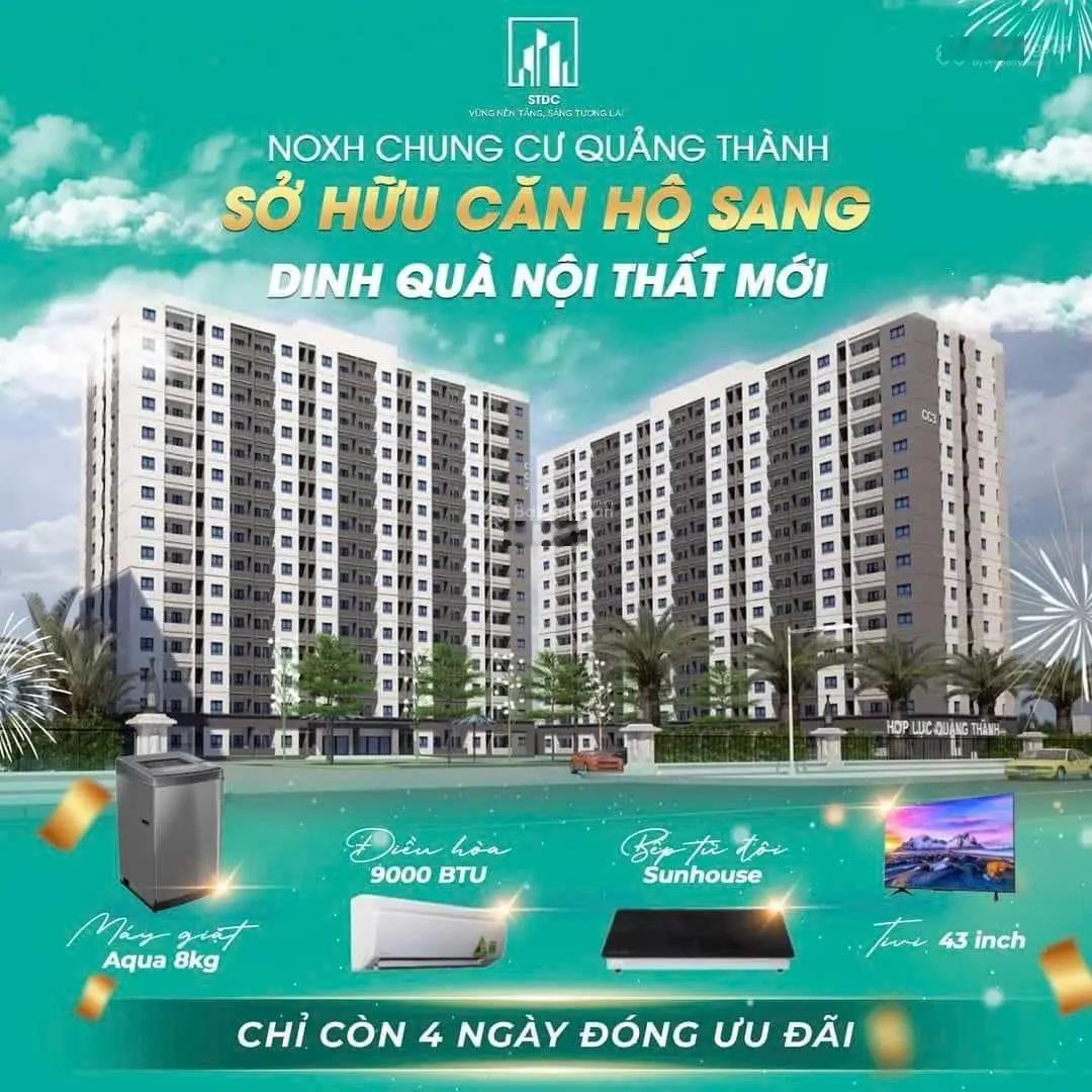 Bán căn hộ chung cư tại nhà ở xã hội Quảng Thành, chỉ cần 222tr nhận nhà ở ngay. Hỗ trợ vay vốn