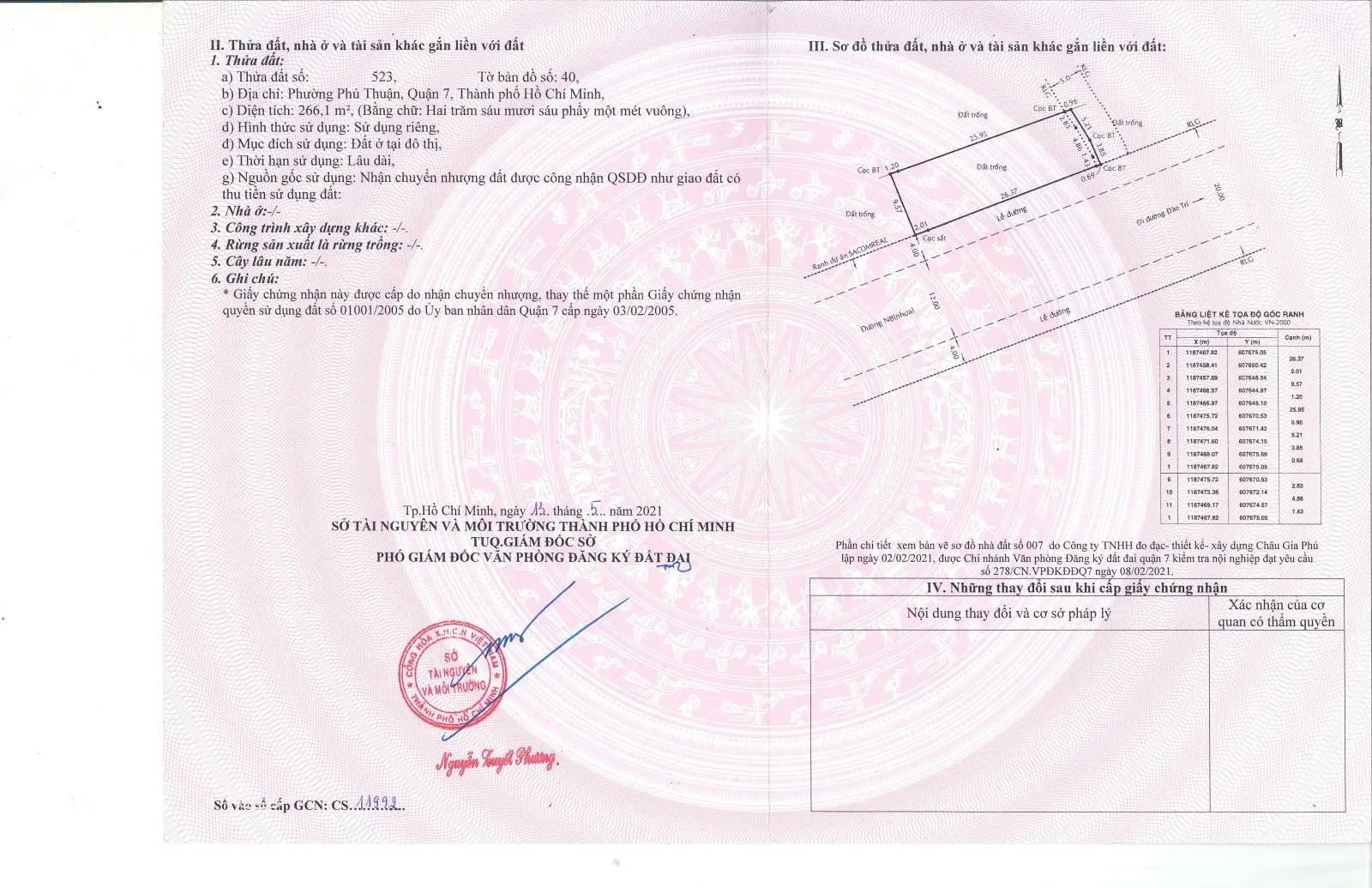 Bán đất 21,29 tỷ, diện tích 266,1m2 tại Đường Đào Trí, Phường Phú Thuận. Sổ hồng riêng