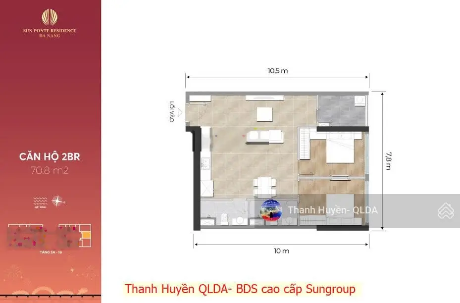 Thanh Huyền - căn hộ 2PN ngắm cầu rồng đẹp ưu đãi tốt, tại dự án Sun Ponte, sở hữu ngay giá tốt