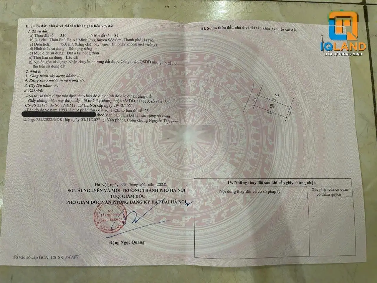 Bán gấp 75m full thổ cư tại Phú Hạ - Minh Phú - Sóc Sơn - Hà Nội. Đường oto vào đất
