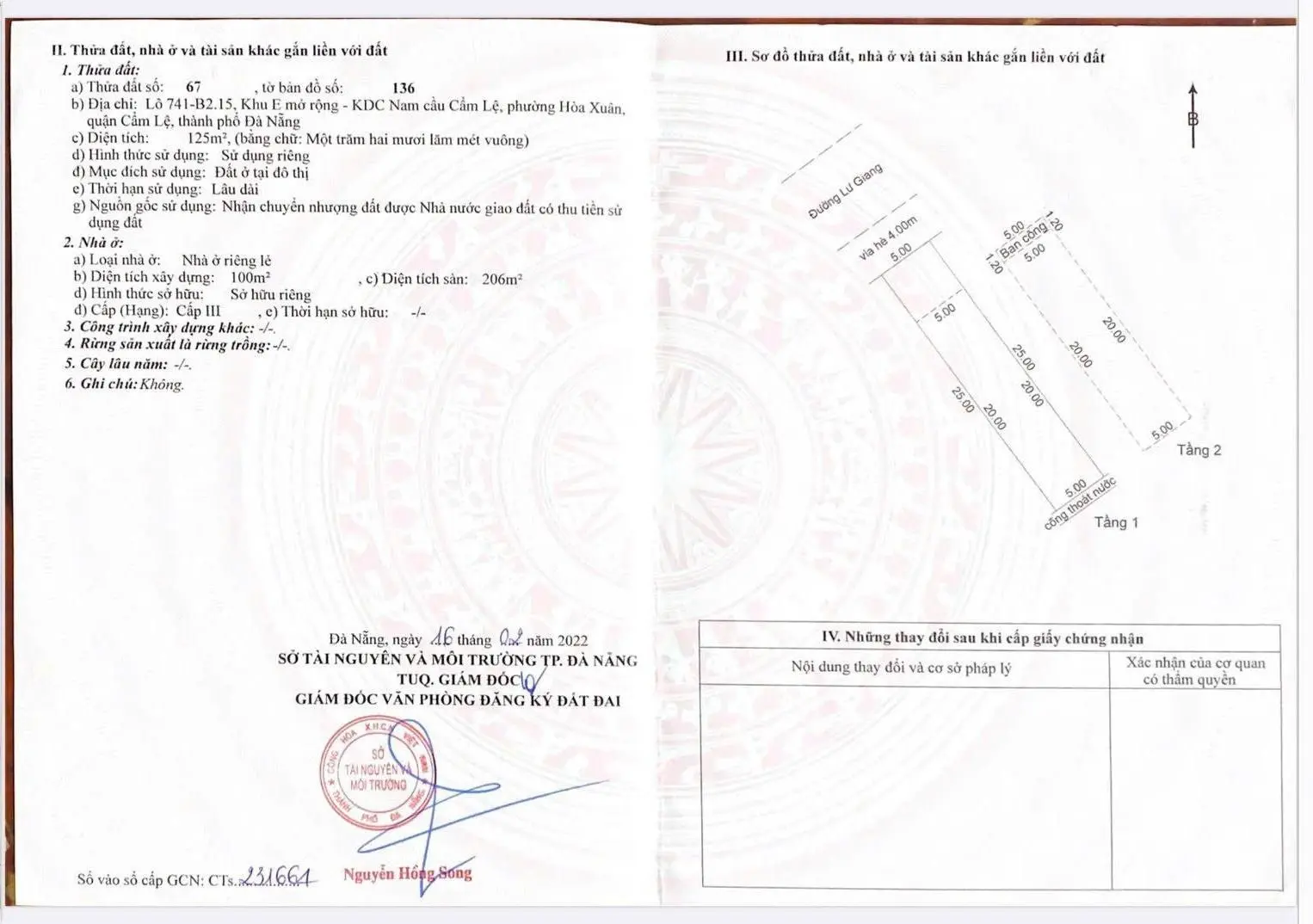 Chính chủ bán nhà 2 tầng 2 mê đúc đường 7,5m Lư Giang - Hòa Xuân - hướng Tây Bắc, vị trí đẹp