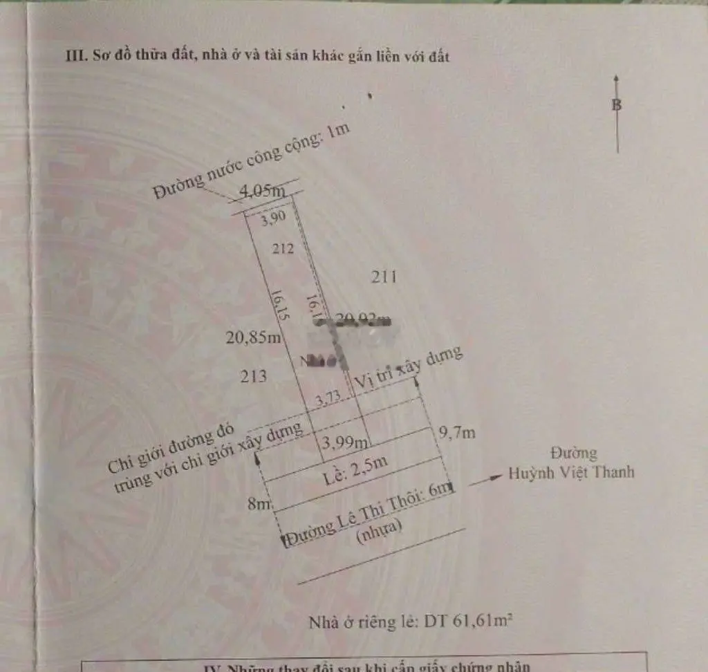 Đất Mt đường Lê Thị Thôi gần chợ P2 TP Tân An