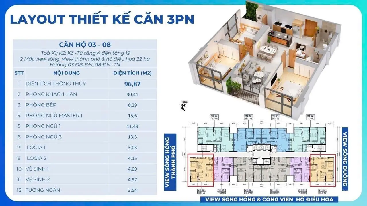 Quỹ căn chuyển nhượng giá tốt nhất Khai Sơn city căn 77m-89m-96m-101m