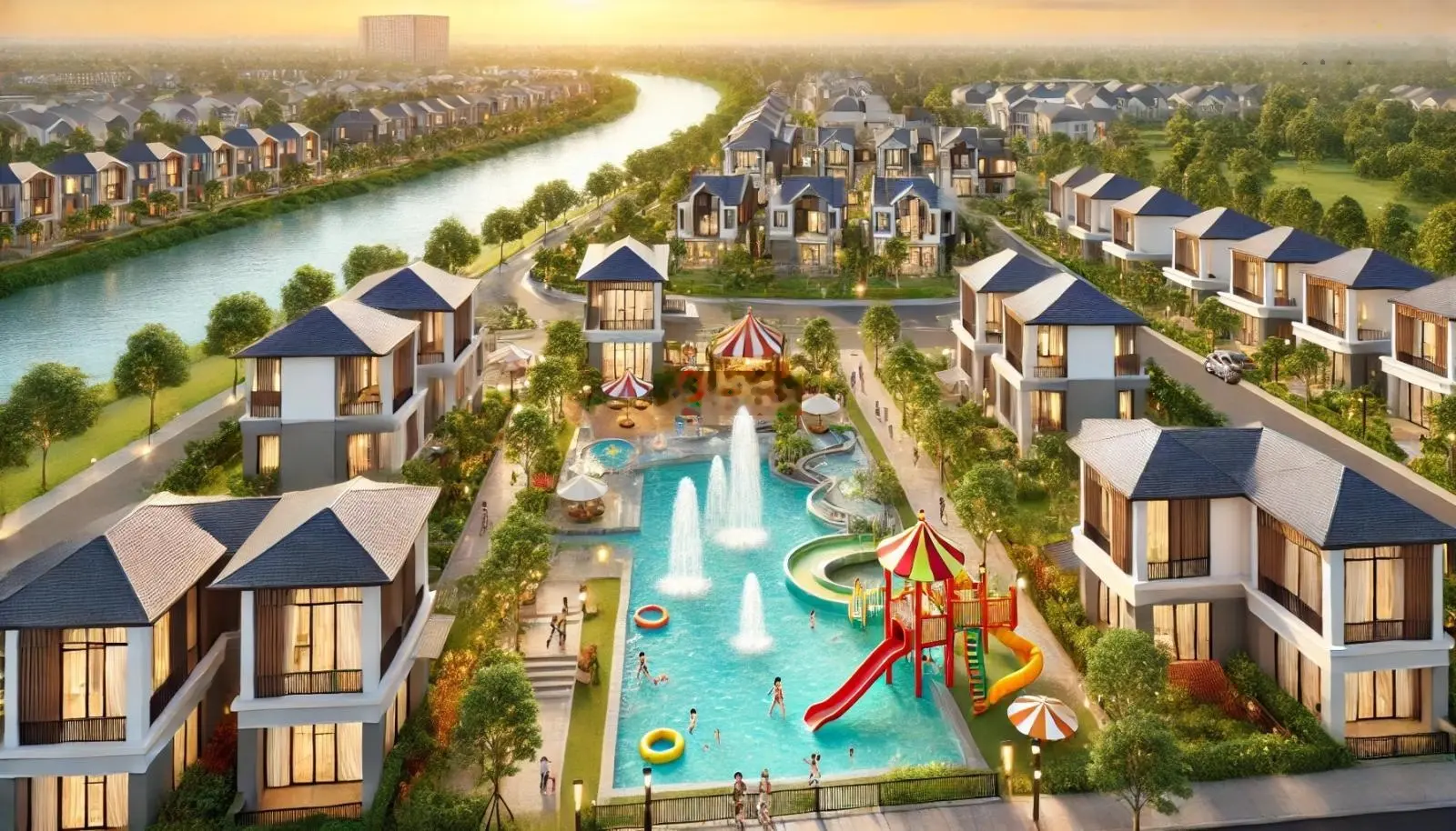 Nhà phố biệt thự khu đô thi Vihomes Hậu Nghĩa Đức Hòa, đầy đủ tiện ích hiện đại