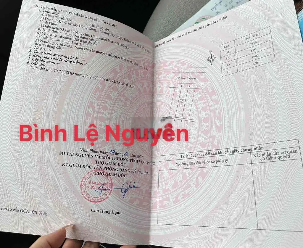 Bán đất tại Bình Lệ Nguyên, Vĩnh Yên, Vĩnh Phúc. Diện tích 95m2, giá 2 tỷ