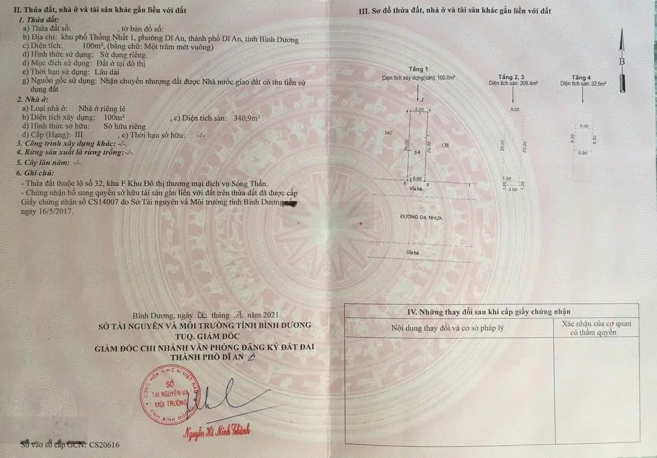 Bán căn nhà 4 tầng sau Vincom 550 Dĩ An cho nhà đầu tư