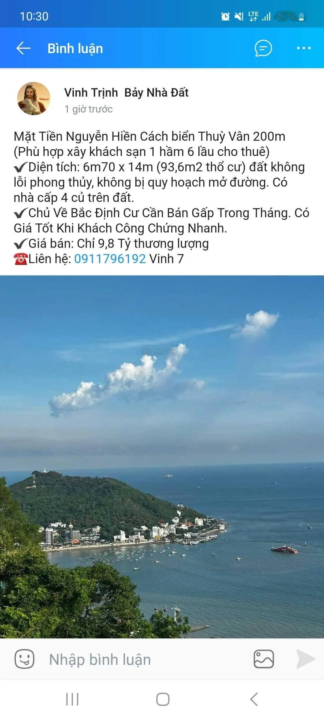 Bán lô đất đẹp mặt tiền biển Trần Phú Vũng Tàu ngang 15m 529m2 giá 51.5 tỷ thương lượng