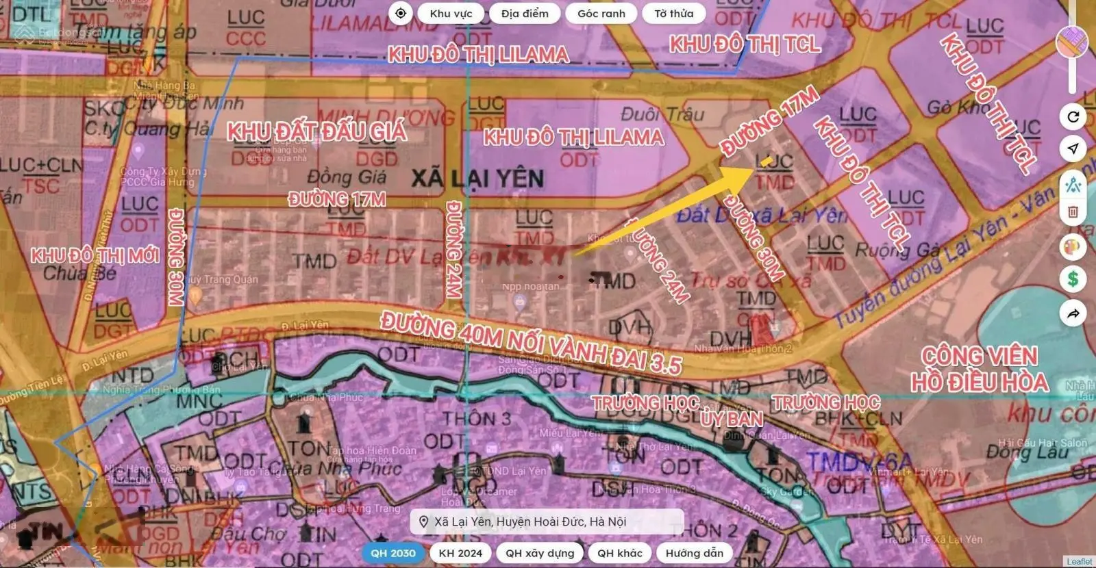 Bán lô 63.6m2 mặt tiền 4.22m đất dịch vụ Lại Yên. Cách VĐ 3.5 hơn 1km đi mất 2 phút. Giá tốt nhất