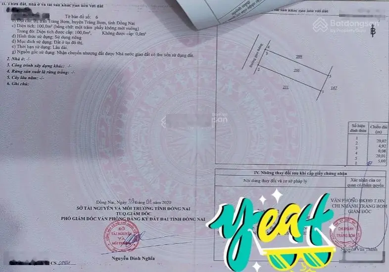Đất nền Thị Trấn Trảng Bom cần bán. Diện tích 100m2. Vị trí đối diện chợ mới Trảng Bom