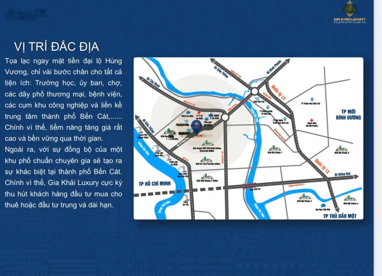 Bán shophouse 72m2, 2PN, 2WC tại Gia Khải Luxury, Hùng Vương, Bến Cát, 2,9 tỷ