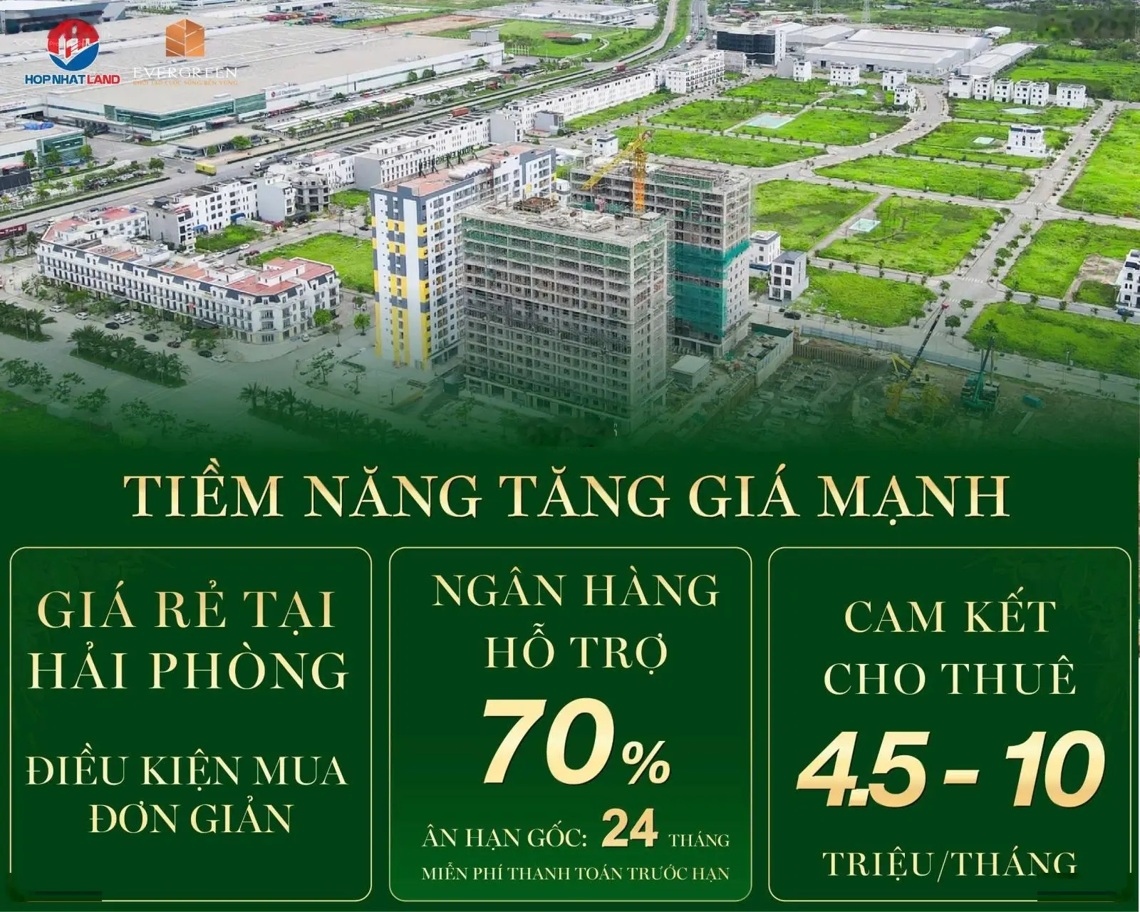 Căn hộ giá chỉ 418 triệu VND tại Evergreen Tràng Duệ, Hải Phòng