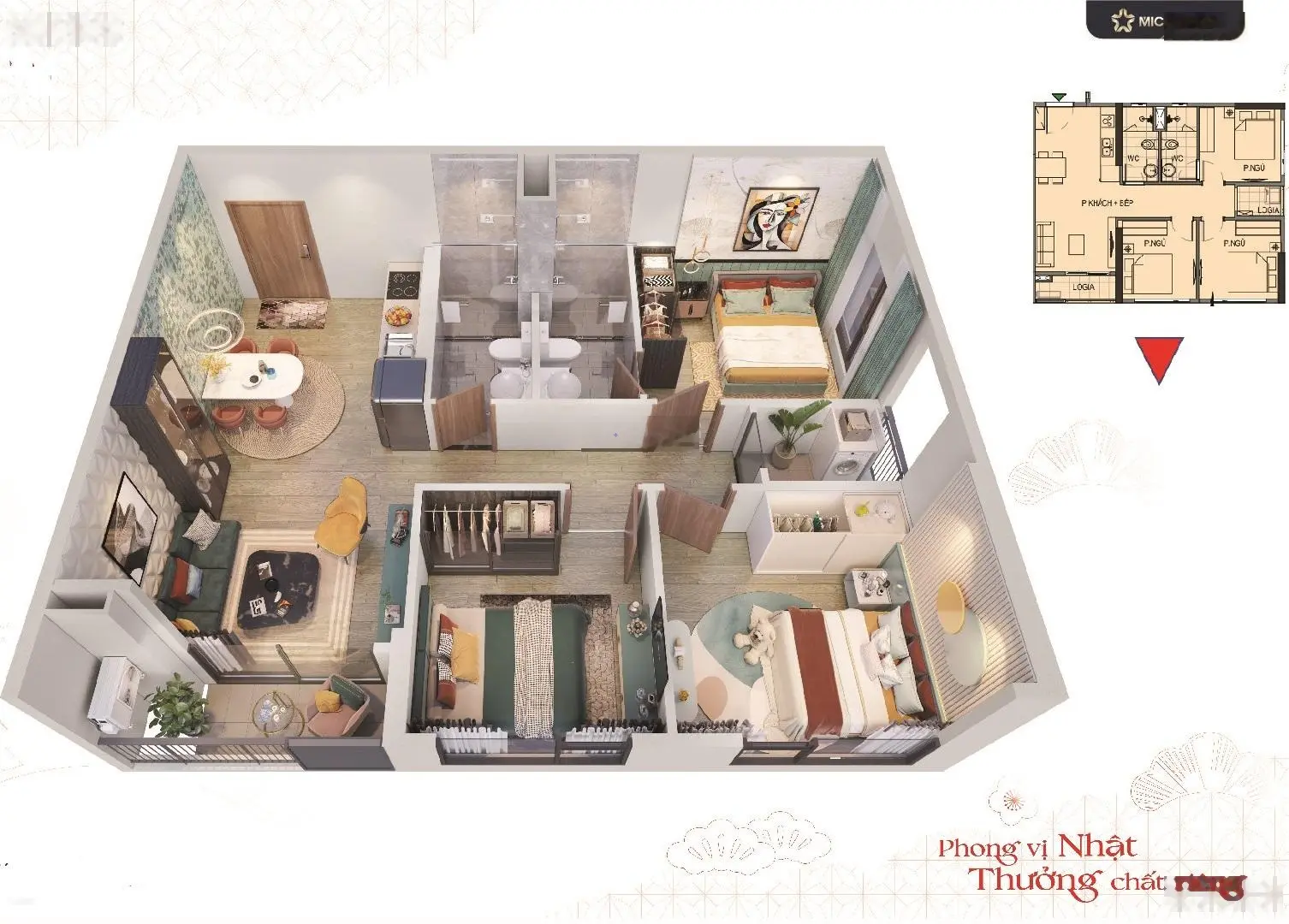 Căn góc 2PN tầng 6 ban công Đông Nam / Đông Bắc - Vinhomes Thanh Hóa