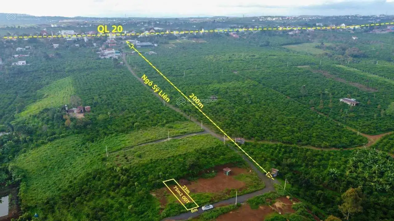 Đất ngộp chính chủ 6x22m, 75m2 thổ thị trấn Di Linh, sổ riêng giá 550 tr