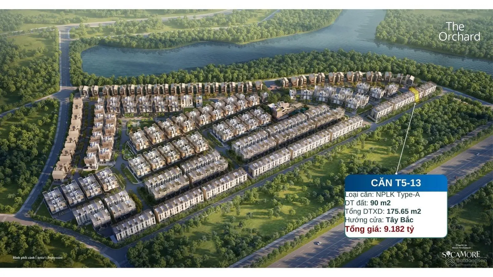 Bán nhà phố Sycamore Bình Dương, 9,182 tỷ, 90m2, view đẹp