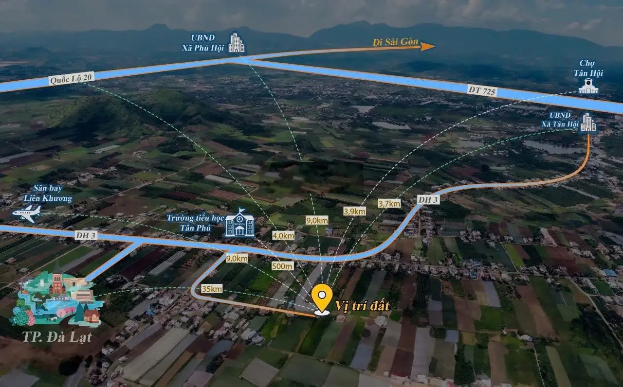 TÂN HỘI, ĐỨC TRỌNG - LÂM ĐỒNG. Cách sân bay Đà Lạt 11km Cách Cao Tốc Bảo Lộc - Liên Khương 1,5km