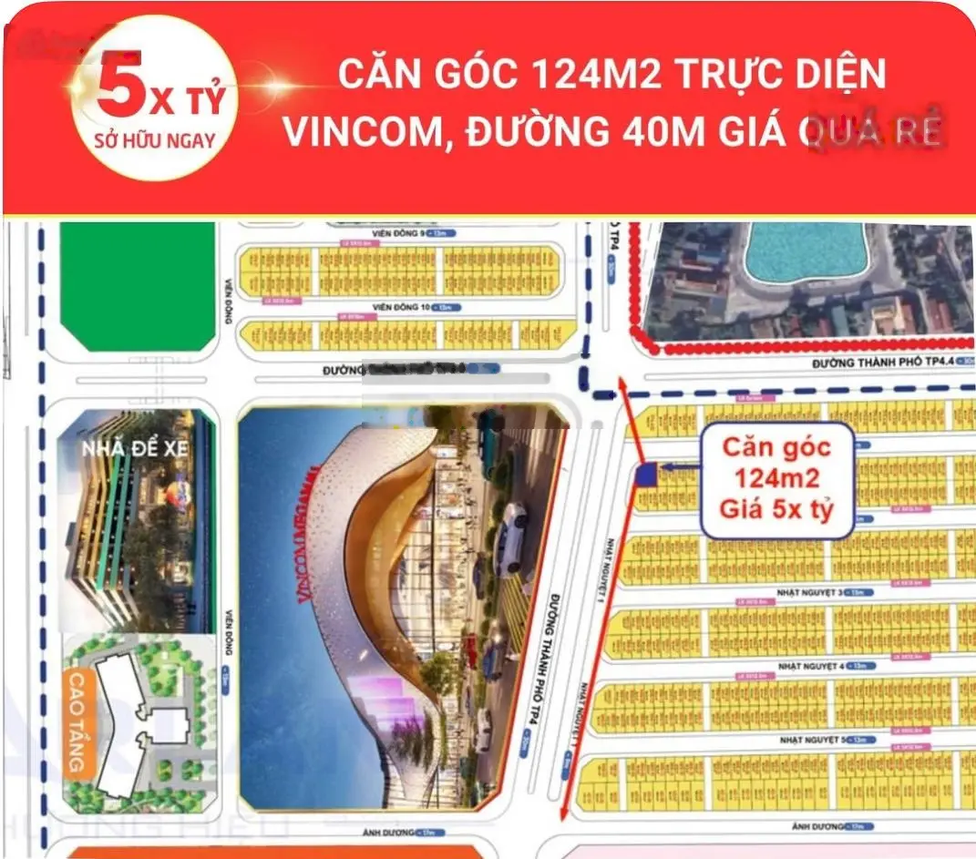 Bán siêu phẩm góc NN khu Cat Tường vin Cổ Loa trực diện TTTM Vincom đường40M .DT 131m2 giá 45 tỷ .