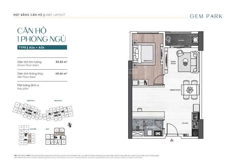 Bán Quỹ căn đẹp 1PN-2PN-3PN dự án Gem Park Hải Phòng diện tích 49m-74m2 vốn chỉ cần 680tr nhận nhà