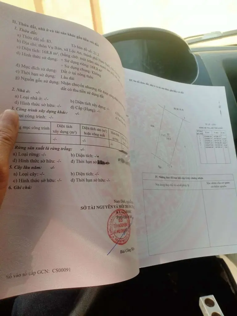 Bán đất sổ đỏ 168,8 xã Lộc An, TP. Nam Định