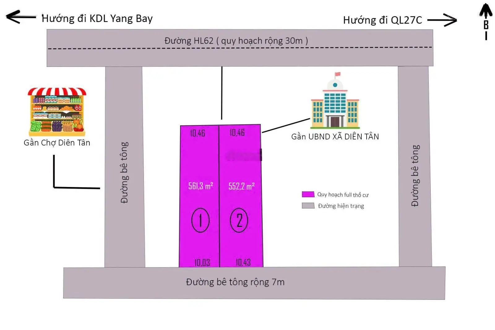 Hàng hiếm tại xã diên tân, bán đất 1113.5m2 giá tốt chỉ 800 nghìn/m2