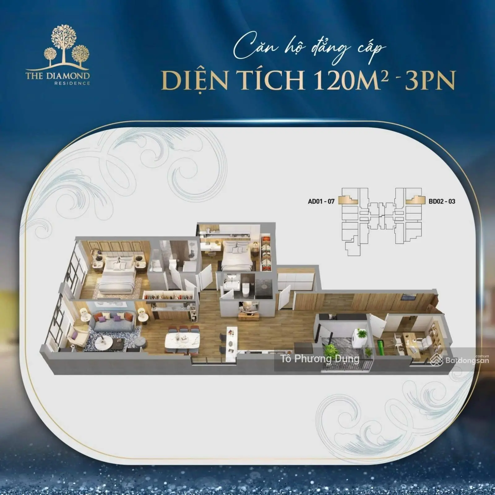 Bán căn hộ BRG 25 Lê Văn Lương - DT 120m2 - 3 phòng ngủ - full nội thất - vào ở ngay