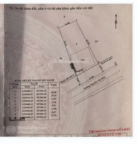Bán đất thổ cư mặt tiền đường Nguyễn Văn Khạ giá 8,5 tỷ, diện tích 1.041