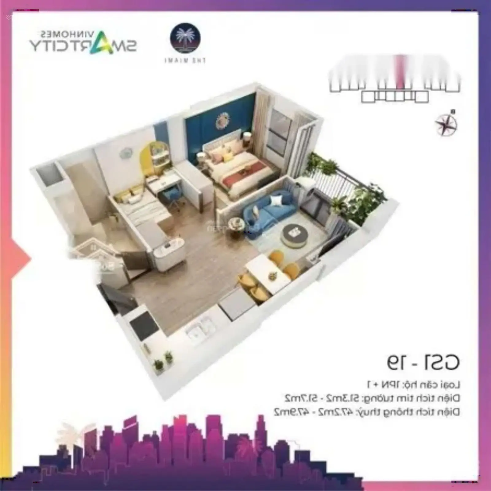 Tôi bán căn GS6 47m2, 2,83 tỷ bao phí LH 0786 598 ***