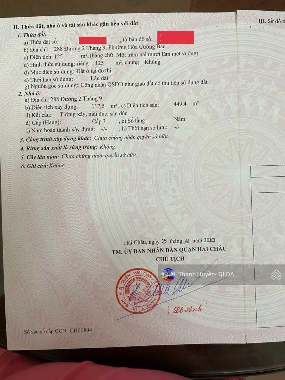 Thanh Huyền - Anh trai cần bán gấp căn nhà tại Quận Hải Châu, TP Đà Nẵng