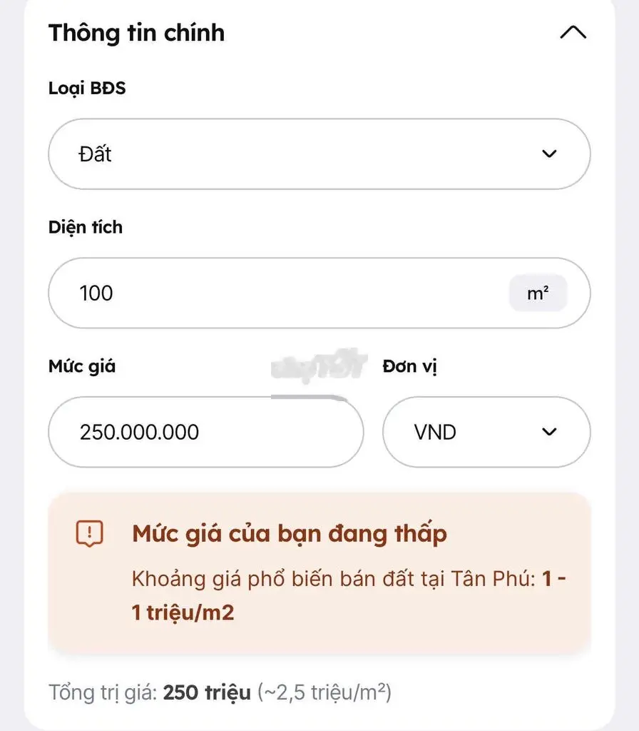 Chủ ngộp bán lô đất Tân Phú 250 triệu