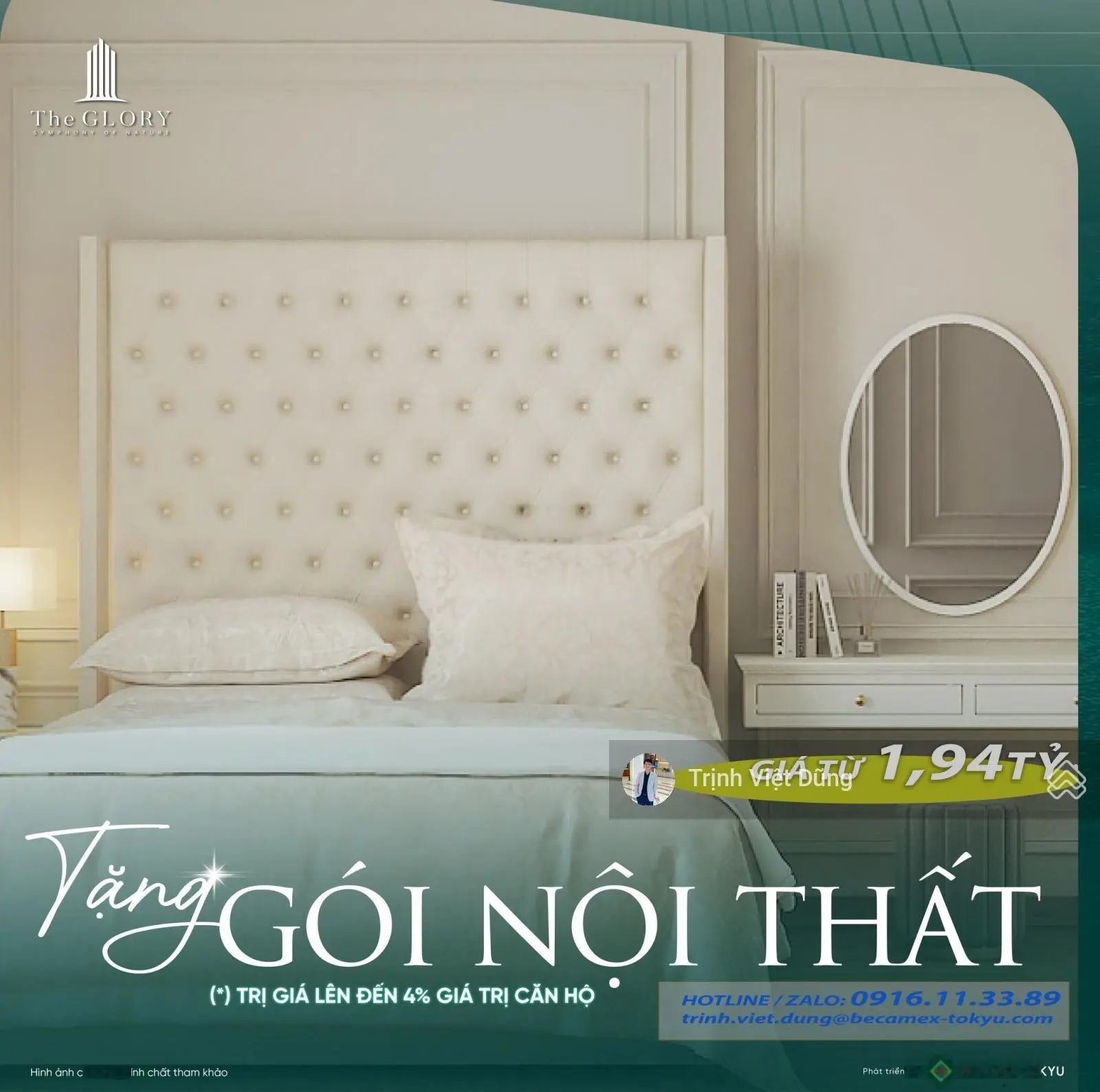 [ Giá từ 1,94 tỷ ] CƠ HỘI CUỐI CÙNG SỞ HỮU GÓI NỘI THẤT KHI MUA CĂN HỘ The GLORY, Tp Bình Dương