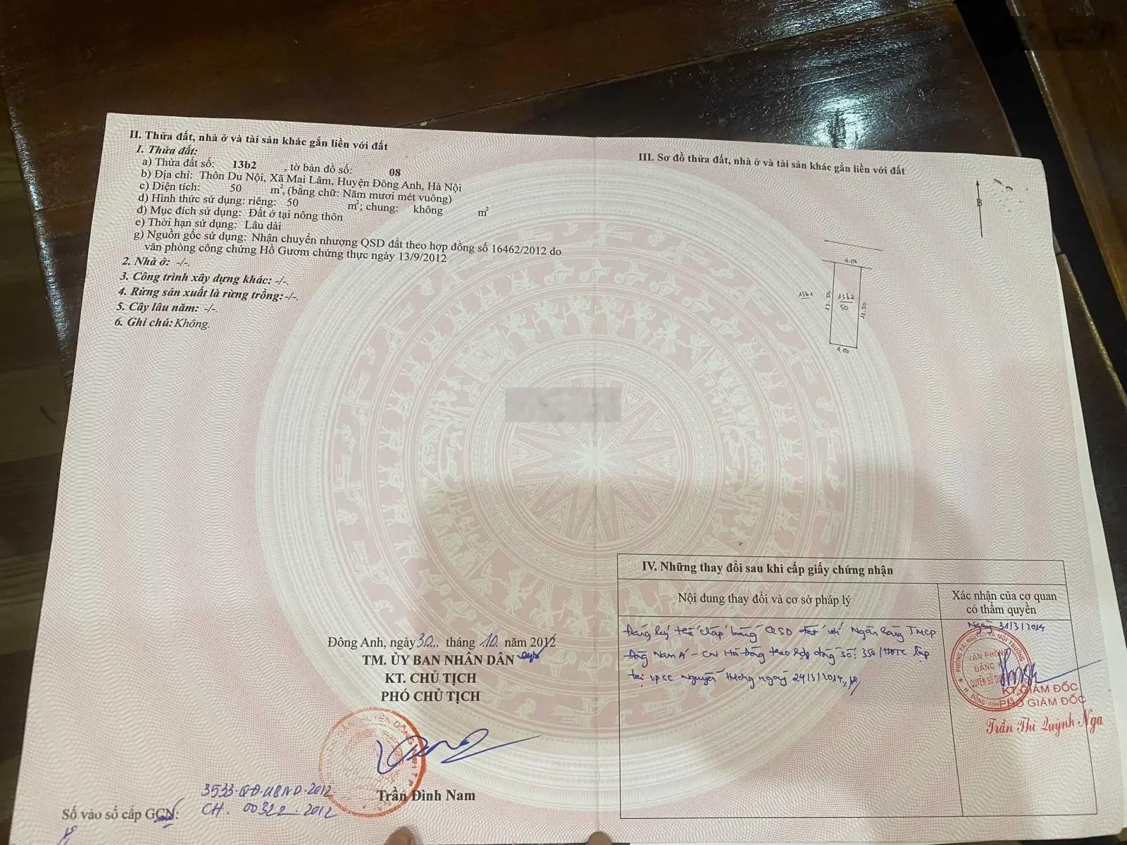 Bán 50m2 đất thôn Du Nội - Mai Lâm - Đông Anh. Ngõ thông, cách 50m ra hồ điều hòa