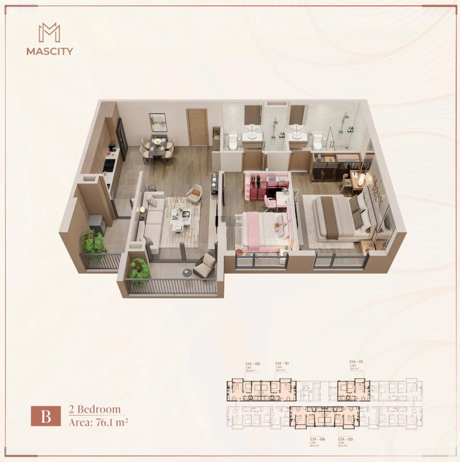 Bán căn hộ 1PN + 1 ở MasCity Bắc Giang, 1,6 tỷ, 47,2 m2, view đẹp hot!