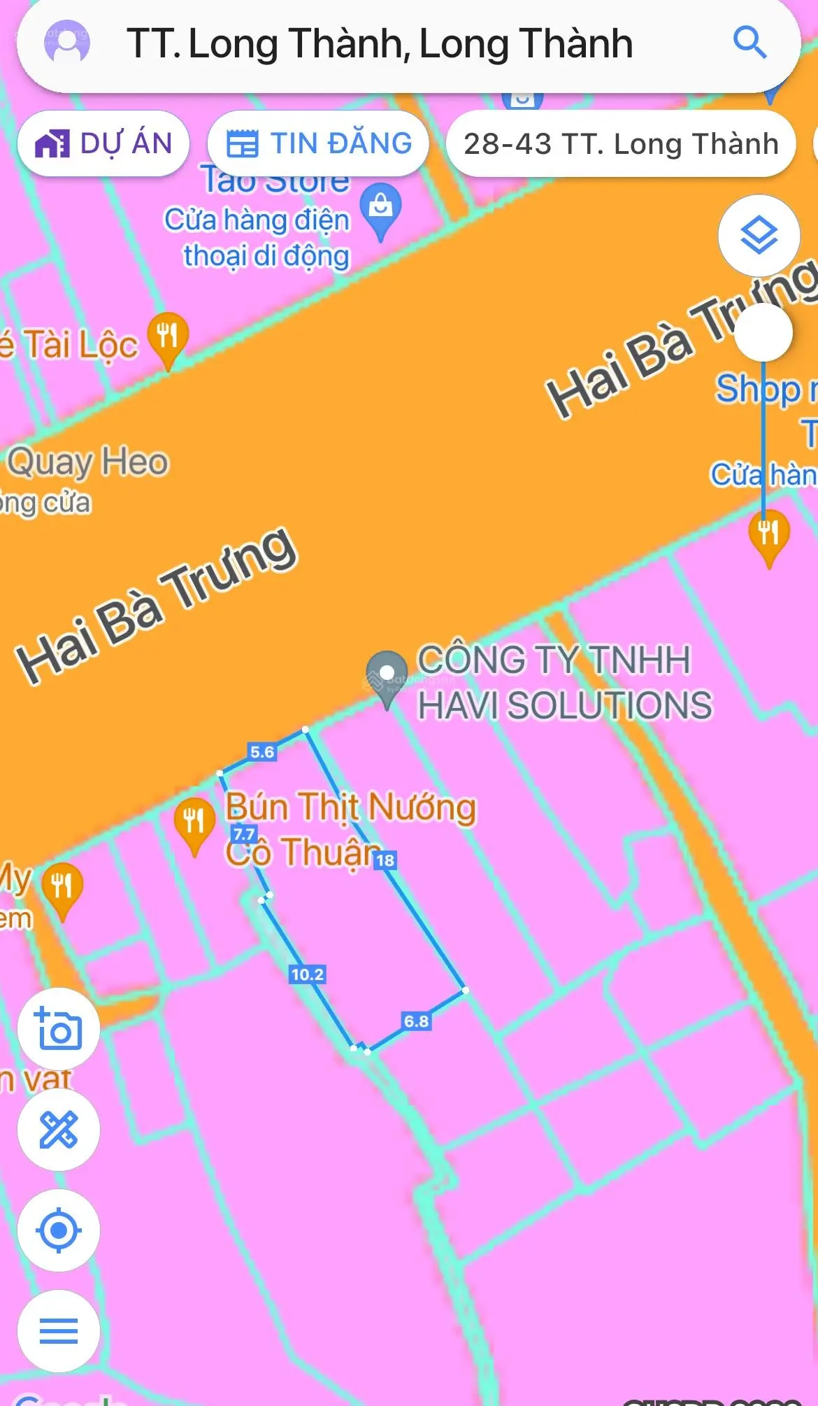 Bán nhà mặt tiền đường Hai Bà Trưng - thị trấn Long Thành, 122,6m2 - 85,5m2 TC - ngang 5,6m 16tỷ TL