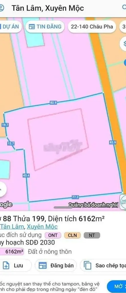 BÁN 6200M2 MT NHỰA TÂN LÂM XUYÊN MỘC,BRVT GẦN TL328,GIÁ 4.2 TI