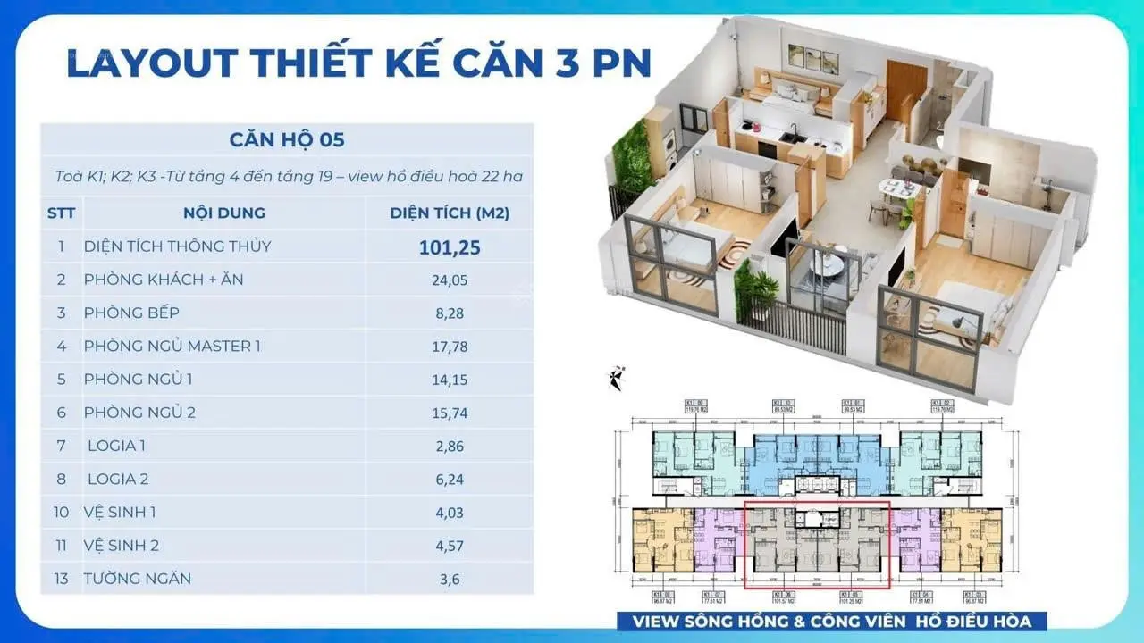 Quỹ căn chuyển nhượng giá tốt nhất Khai Sơn city căn 77m-89m-96m-101m