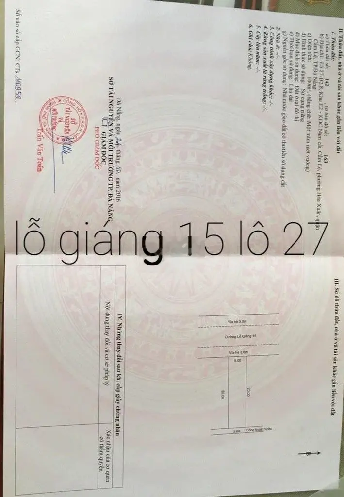 Bán đất đường 5,5m Lỗ Giáng 15 - Hòa Xuân - Hướng Tây , vị trí đẹp