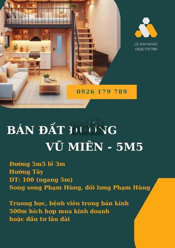 Cần Bán đất đường Vũ Miên đấu lưng Phạm Hùng