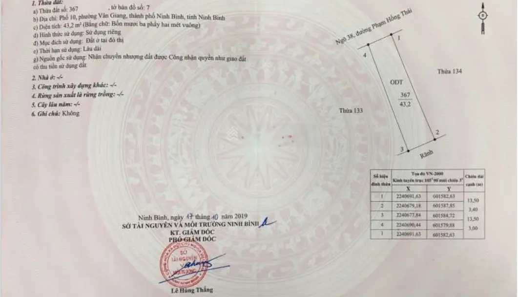 Cần bán gấp nhà riêng 3 tầng tại ngõ 38 Phạm Hồng Thái - TP Ninh Bình