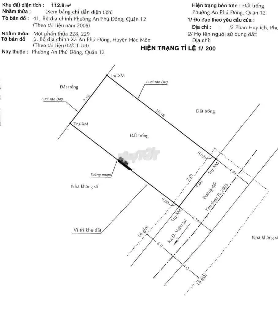 BÁN ĐẤT 7x16=113m AN PHÚ ĐÔNG, GẦN SÔNG VÀM THUẬT ĐANG LÀM ĐƯỜNG
