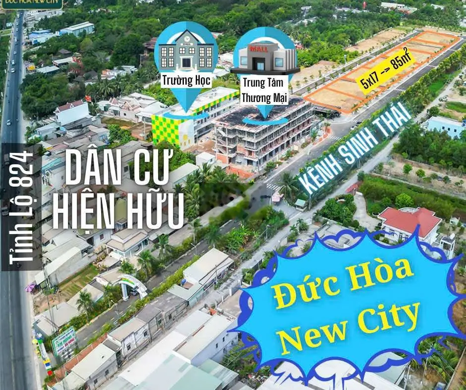Đức Hoà New City, chỉ từ 10% đã có thể sở hữu 1lô đất kèm theo 1căn hộ