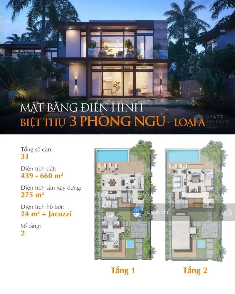 Độc quyền bán biệt thự Hyatt, Lagoona, Angsana Hồ Tràm, view trực diện biển rẻ nhất thị trường