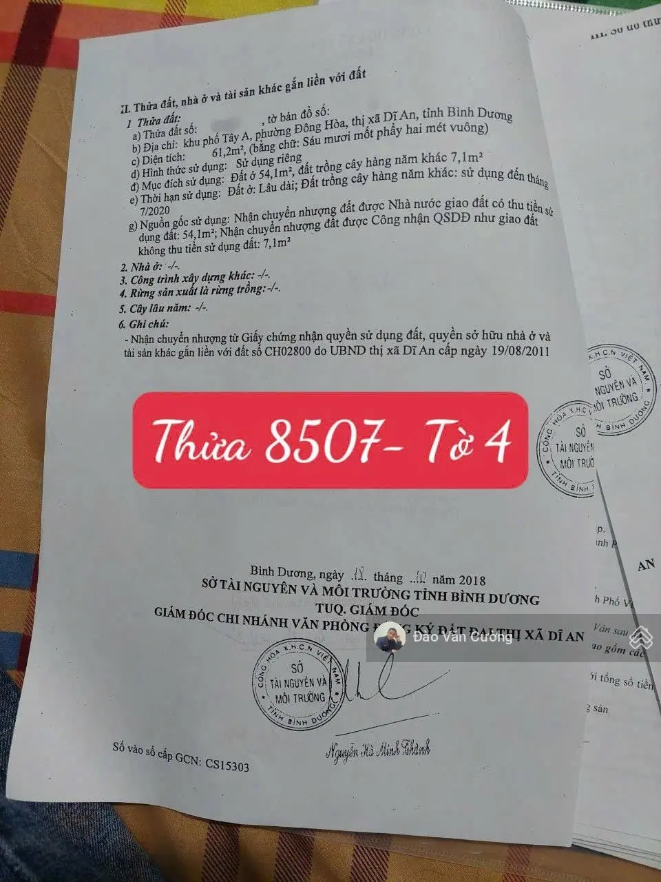 Bán nhà cấp 4 gác lửng cách đường Đông Minh p.Đông Hòa Tp.Dĩ An DT: 61,2m2 gần siêu thị go