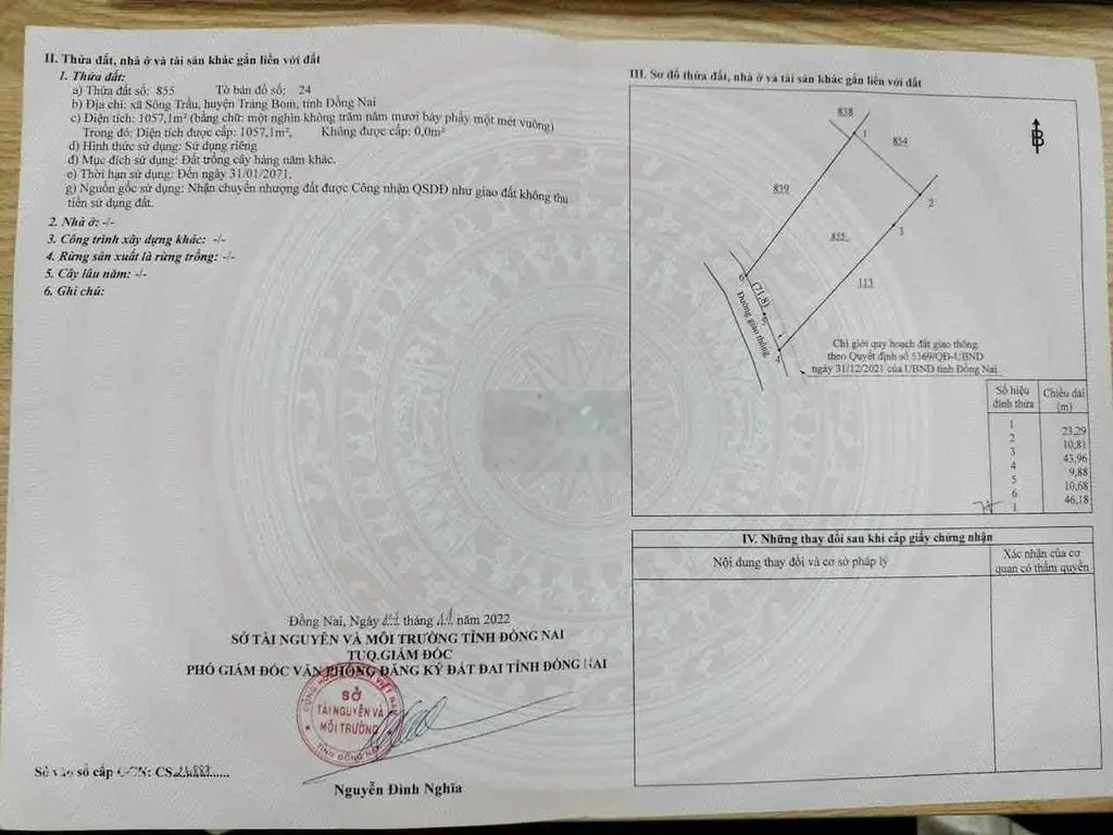 Bán gấp 1 sào Đường Nhựa Sông Trầu 19 giá 1ty9