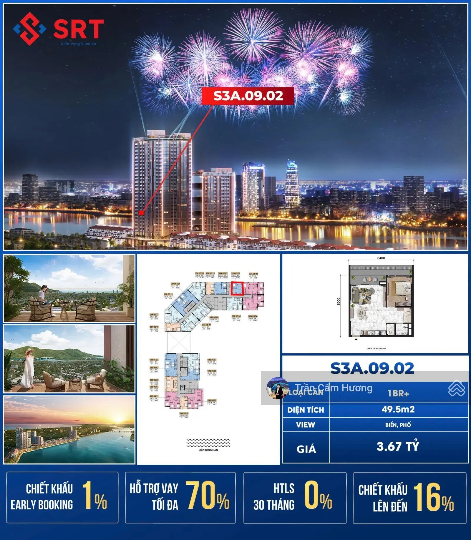 Cẩm Hương - Căn 02 tòa S3A Symphony - Tầng 9. Quỹ căn hộ quyền/ có CK 1% aerly booking/ CK 16%