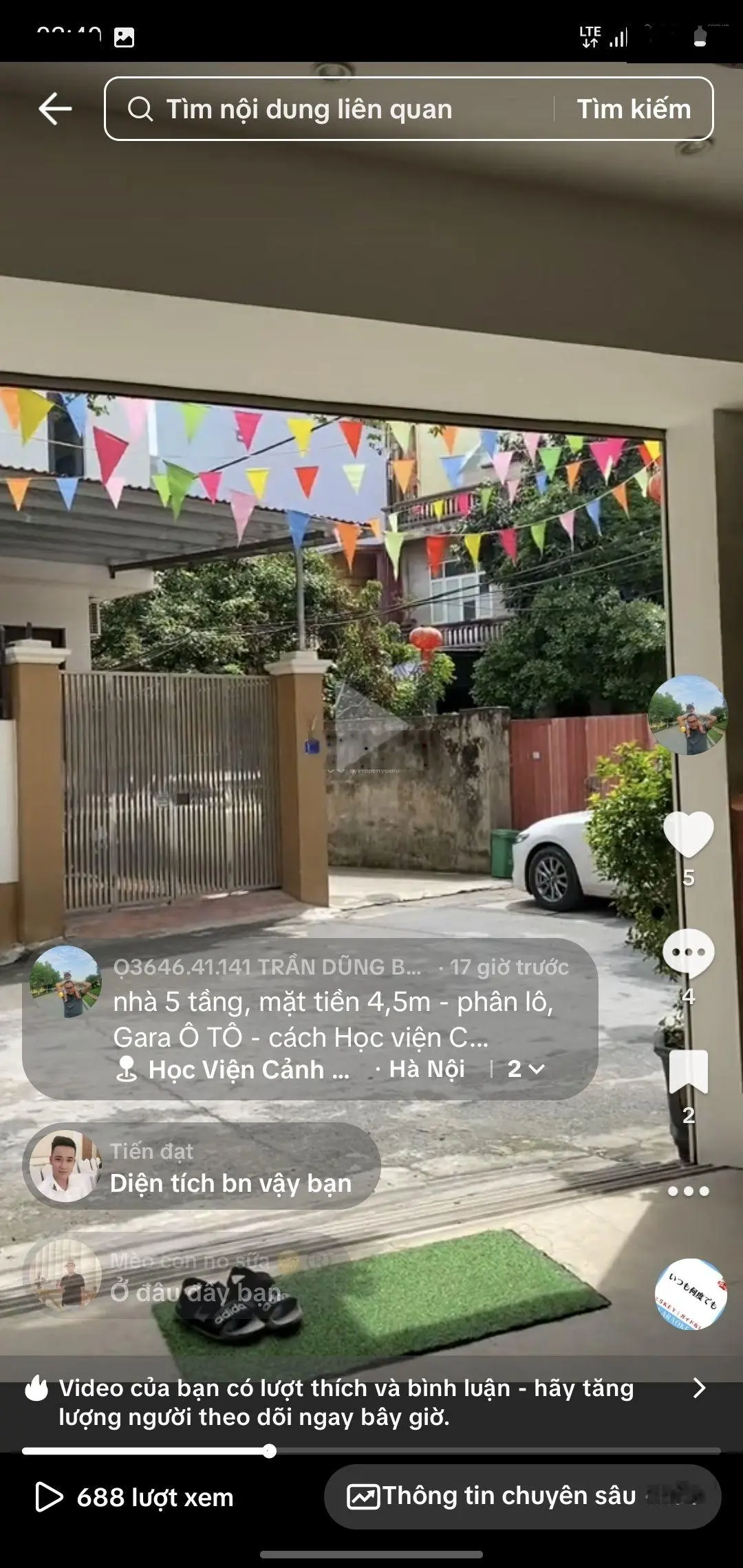 Bán nhà cạnh THPT Thượng Cát - 500m ra trục Tây Thăng Long - (có video trong bài đăng) - hơn 6 tỷ