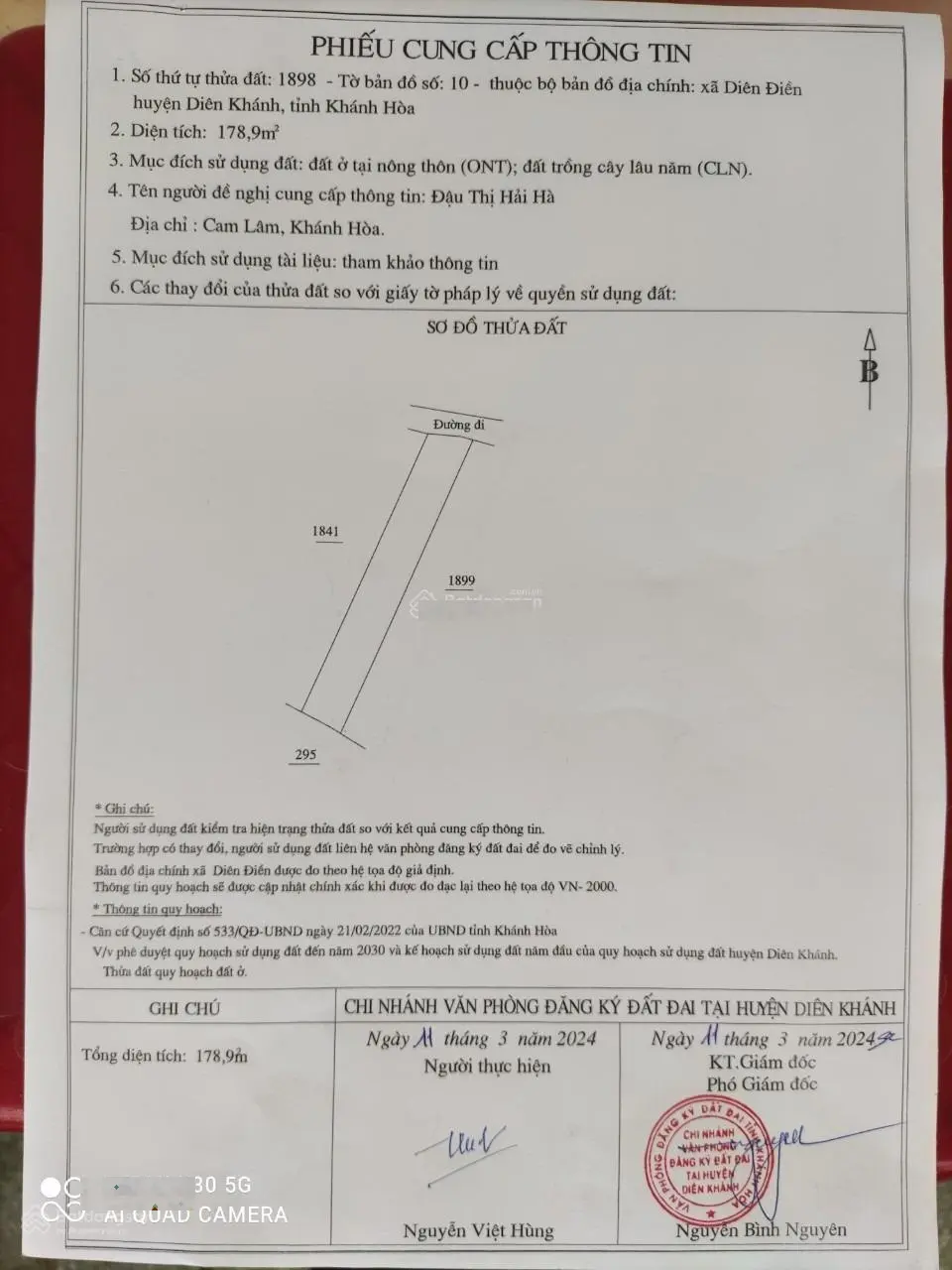 Cần bán 2 lô đất vị trí đẹp đảm bảo sinh lời tại Diên Điền, Diên Khánh. Đất có thổ cư, sổ chính chủ