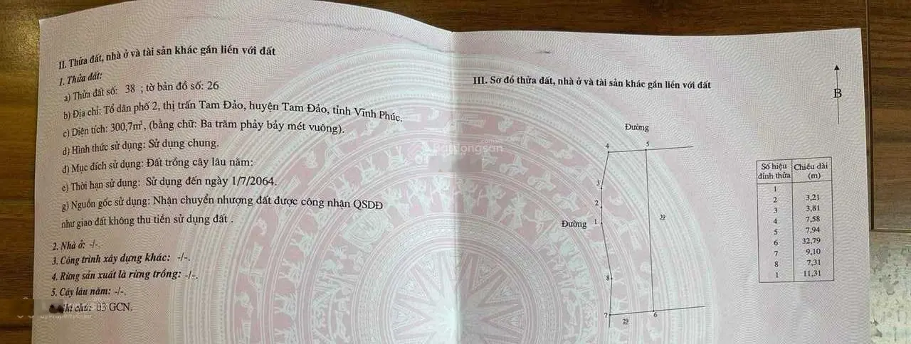 Bán đất Tam Đảo, đất vườn, thổ cư, thương mại DV 100,200, 300 m2... Giá từ 17tr/m2 LH 0986 797 ***