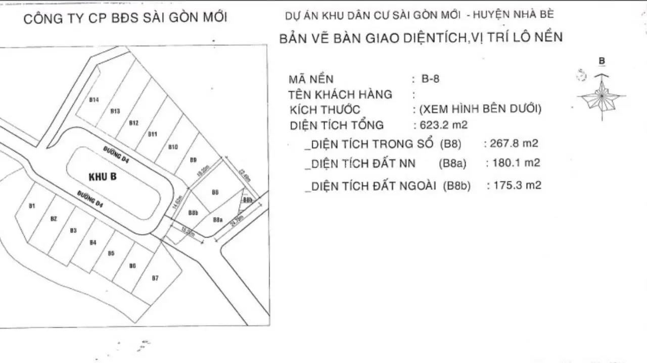Cần bán đất nền dự án Sài Gòn Mới Thị Trấn Nhà Bè DT: 623m2 giá 10,5 tỷ 0916 681 *** Nghinh