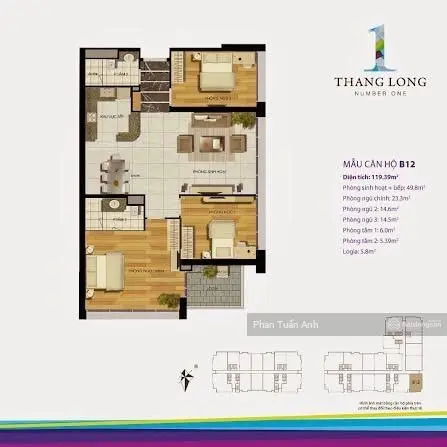 Quỹ 40 căn hộ 2PN, 3PN, 4PN được chủ nhà gửi bán tại chung cư Thăng Long Number One, giá từ 43tr/m2