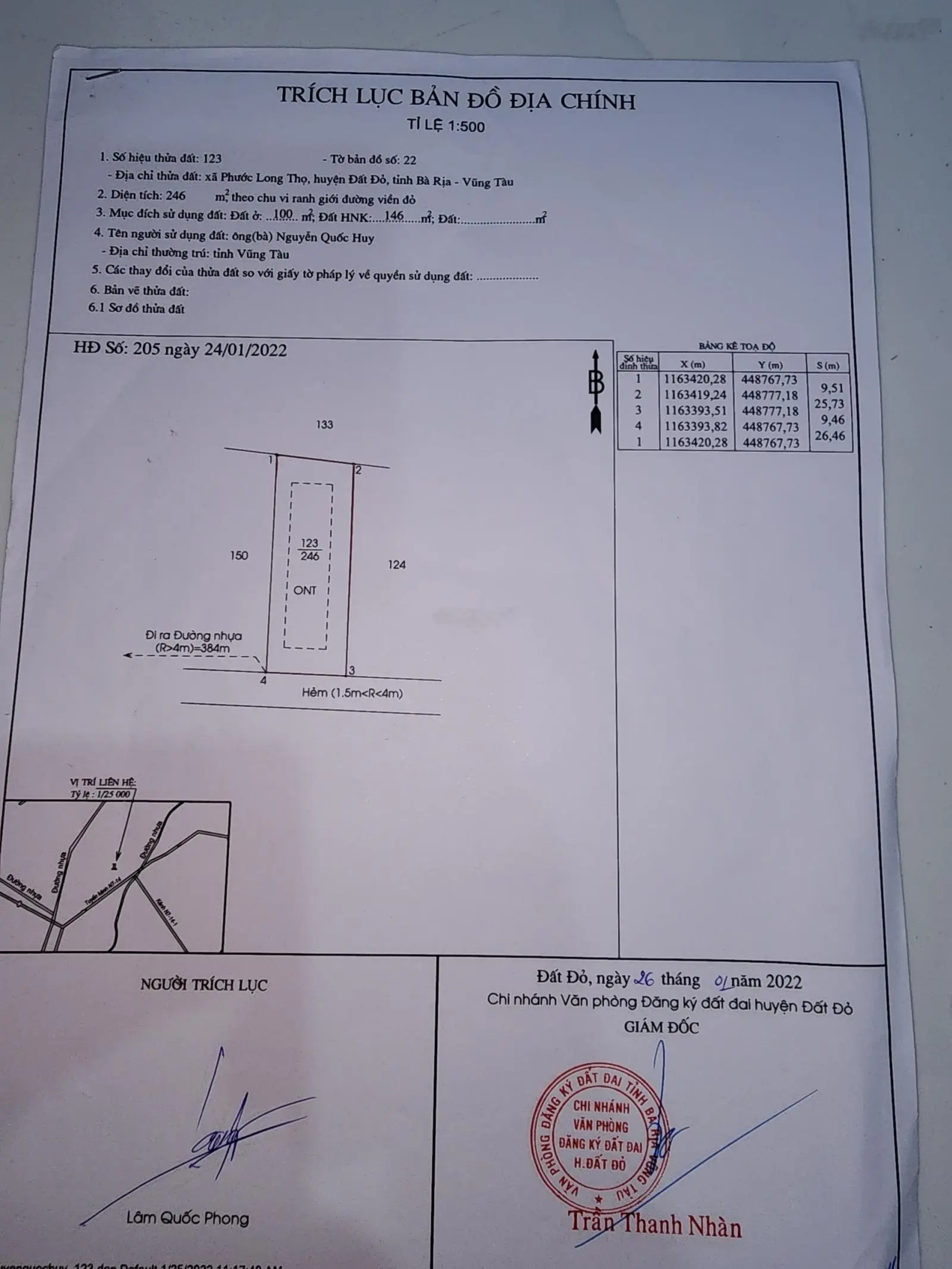 Đất ở ngang 10m dài 24,6m liền kề KCN Đất Đỏ, giá đầu tư thích hợp mua ở hoặc để dành