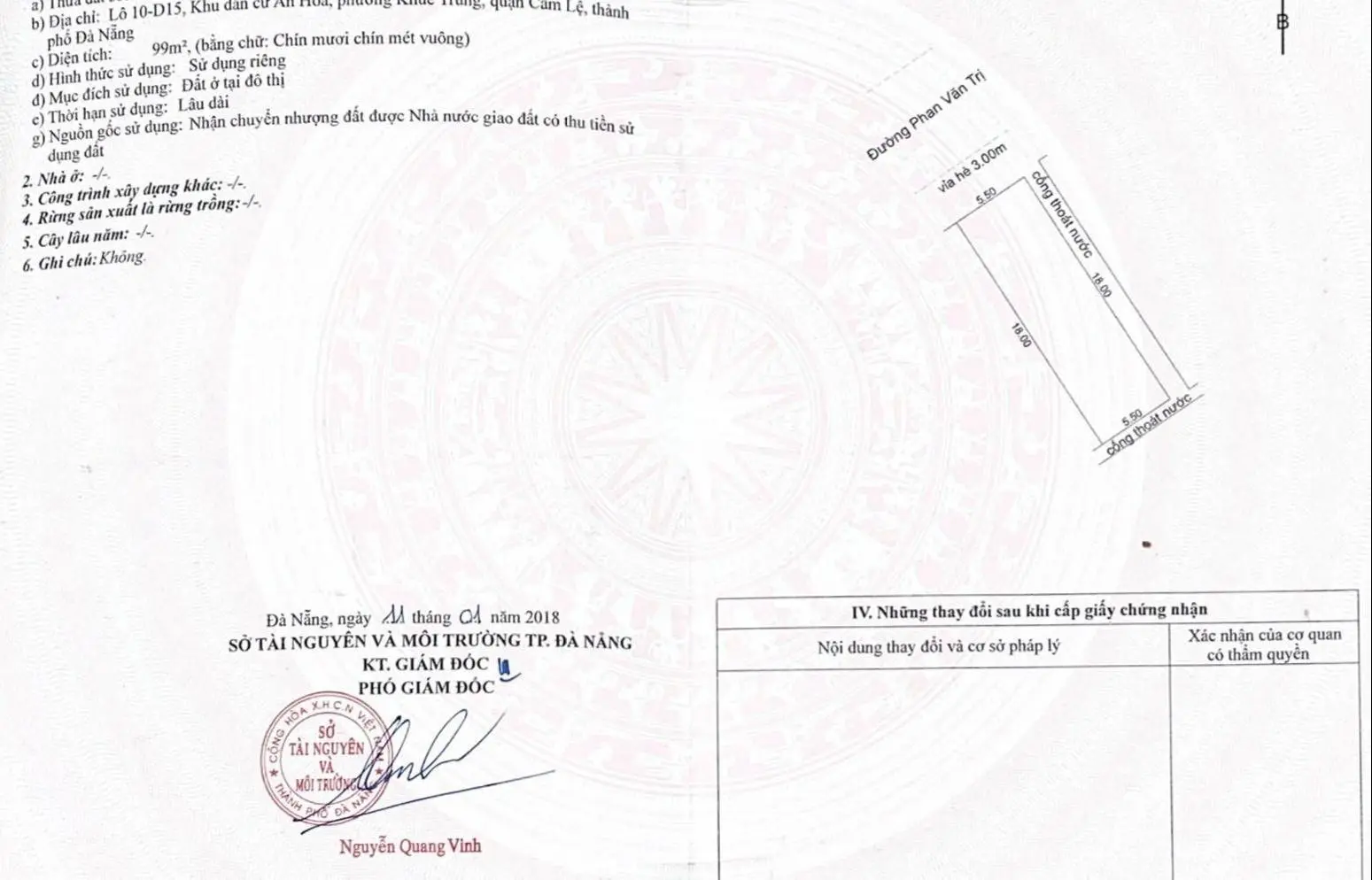 Bán lô đất đường Phan Văn Trị, Khuê Trung, Cẩm Lệ. Đường 7,5m kẹp cống thoáng mát như lô 2 mặt tiền